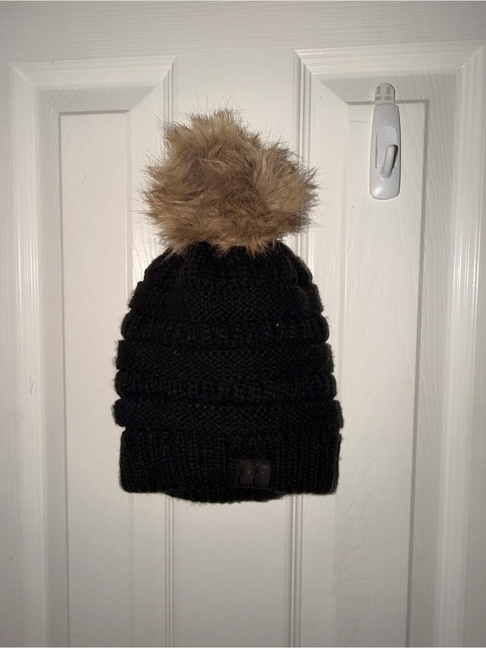 C.C Black Knit Pom Pom Beanie Hat